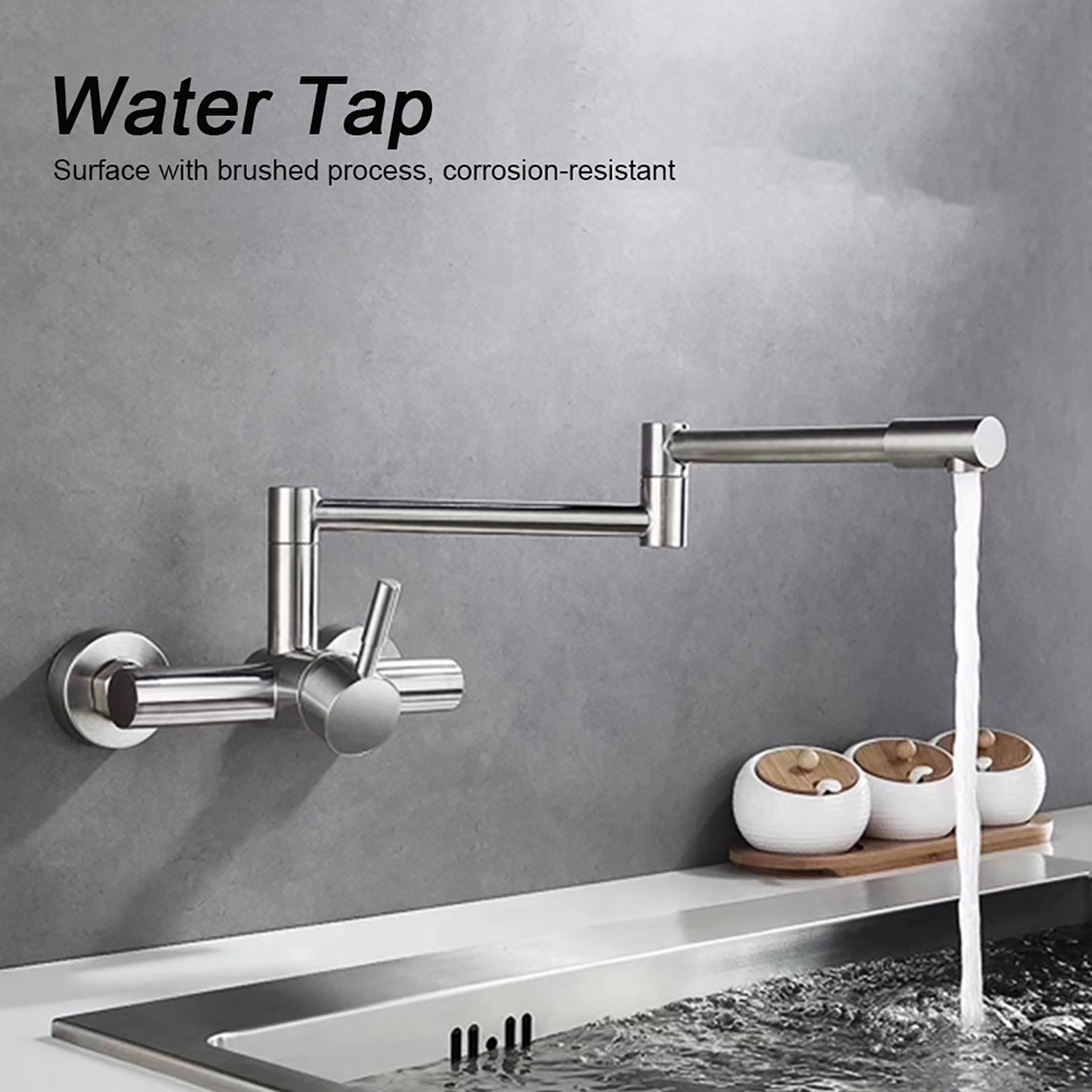 Rubinetto a parete pieghevole in acciaio inox 304 con filettatura G1/2 - 3