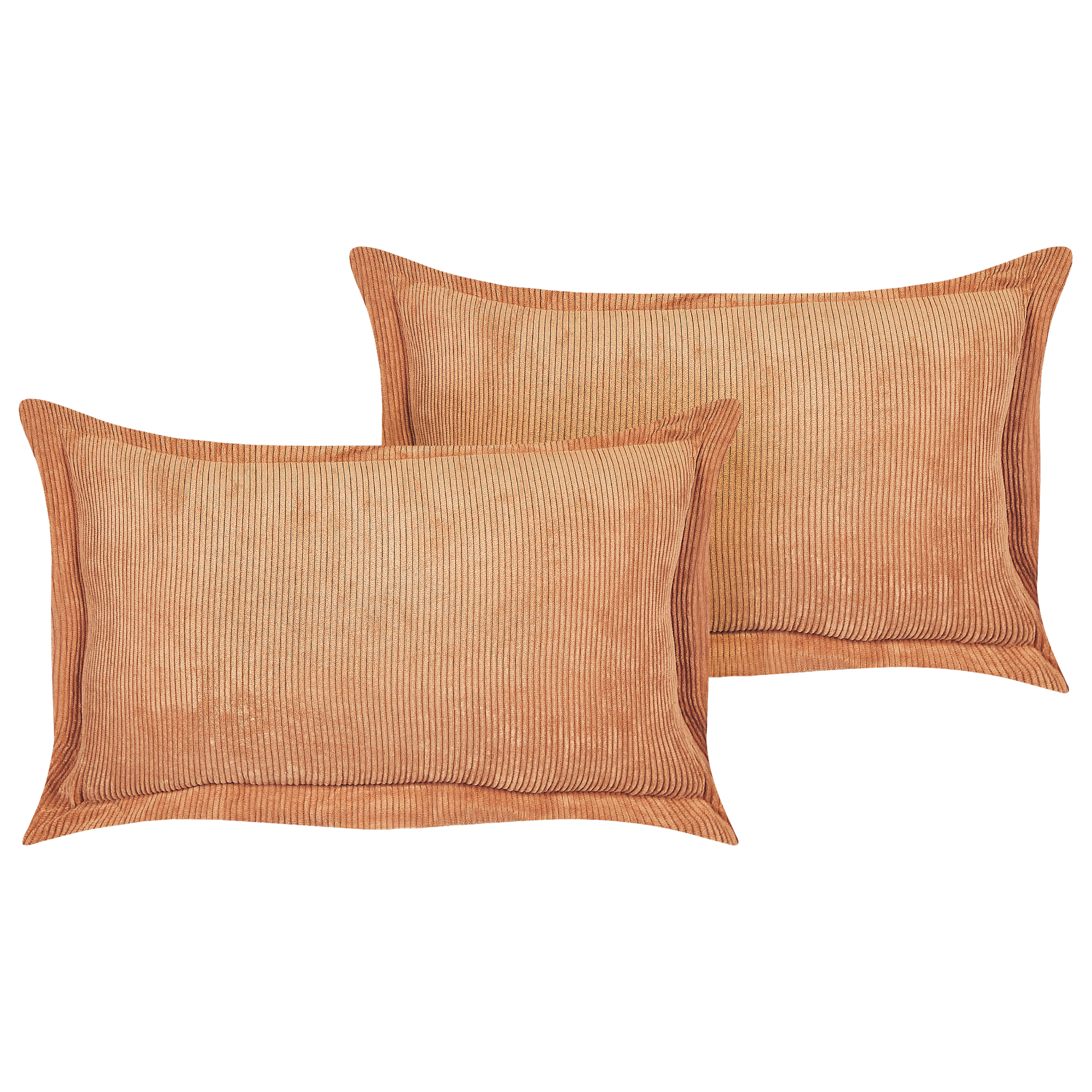 Beliani conjunto de 2 cojines decorativos zinnia pana 47 x 27 cm naranja liso