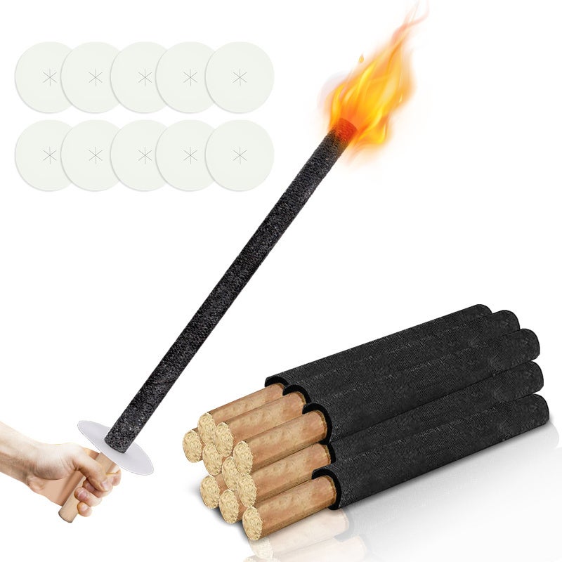 Latarka ogrodowa, lampa naftowa do użytku na zewnątrz, zestaw 10 sztuk, 60 cm, 90 min