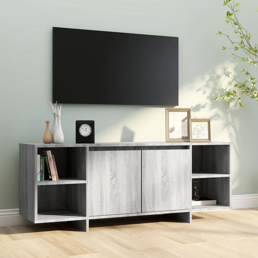 Meuble TV sonoma gris 130x35x50 cm bois d'ingénierie - COMFORTXL - 2