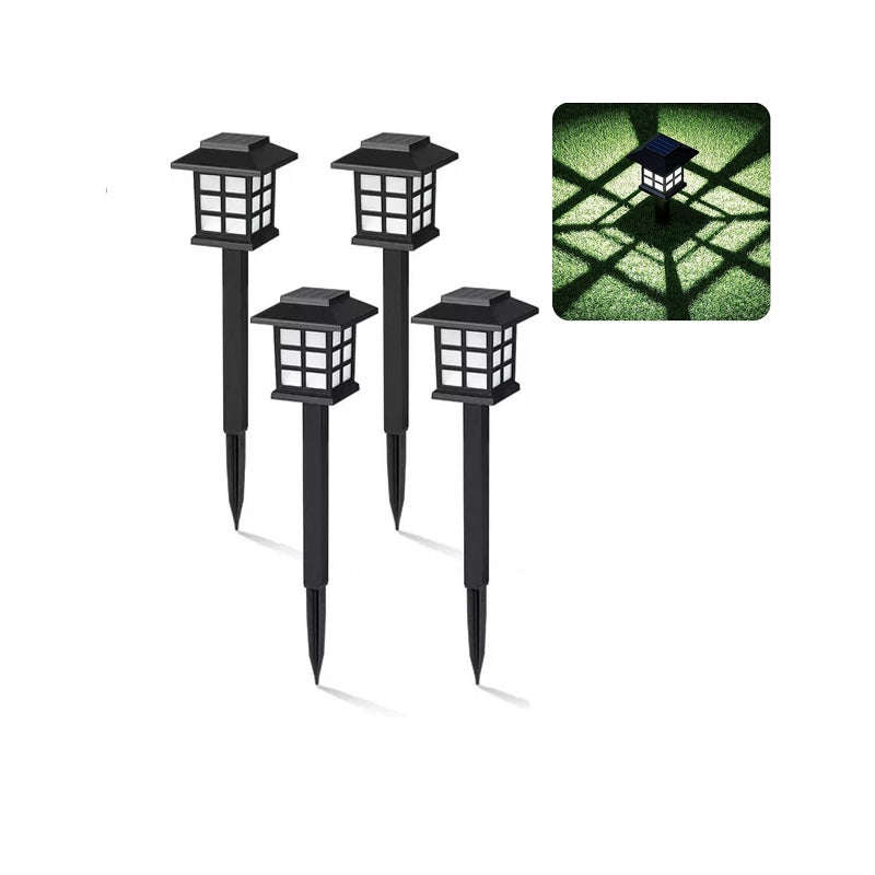 Zestaw 4 słonecznych lamp zewnętrznych, dekoracyjne słoneczne lampy ogrodowe do krajobrazu, podjazdu, tarasu, dziedzińca i trawnika (białe światło)
