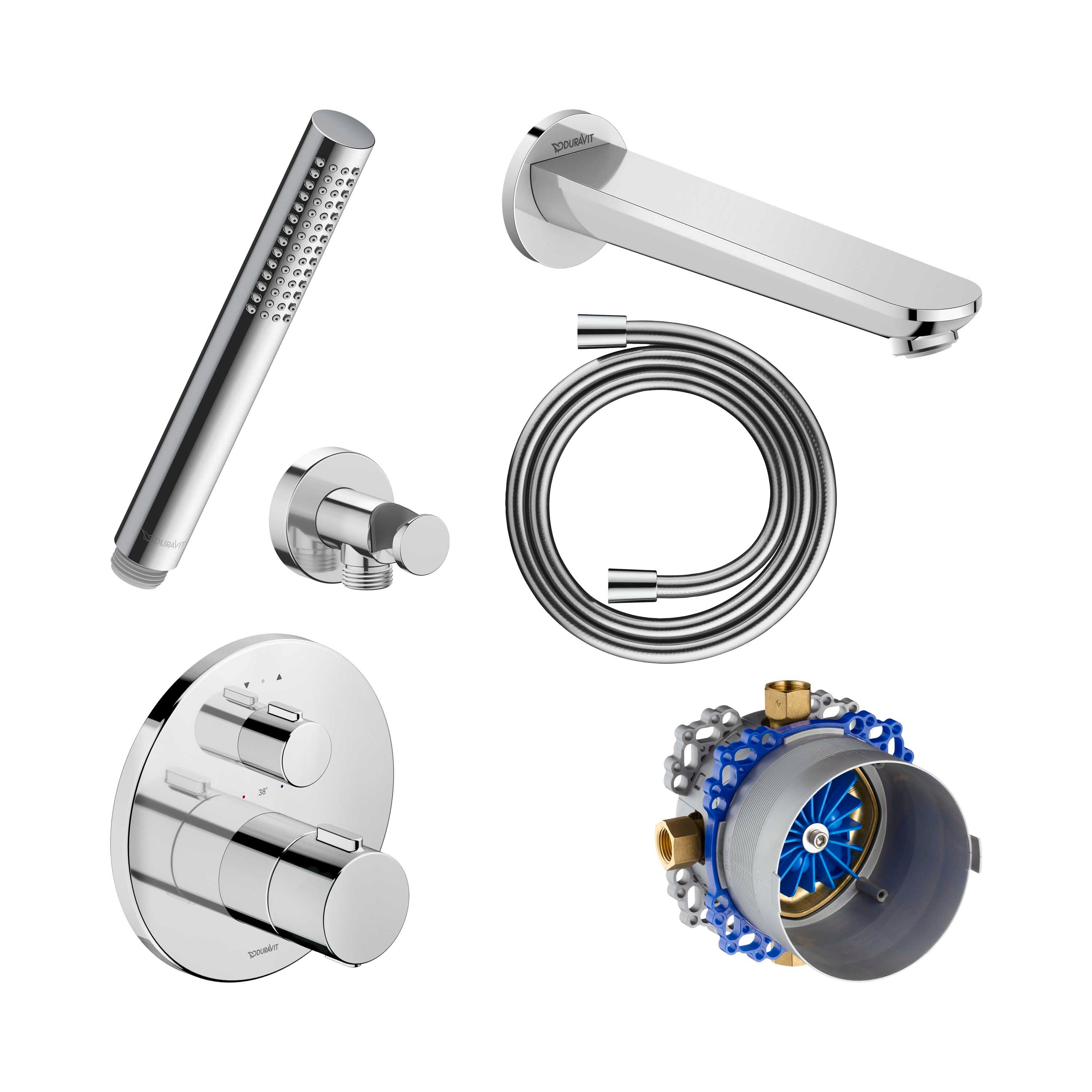 DURAVIT - Mitigeur de baignoire thermostatique encastré Chrome Ø17cm ...