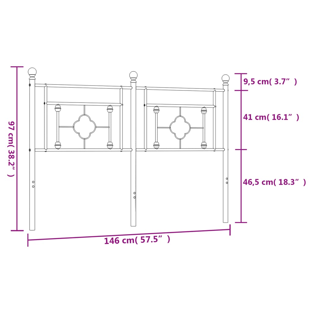 Cabeceira de metal preta 140 cm - 7