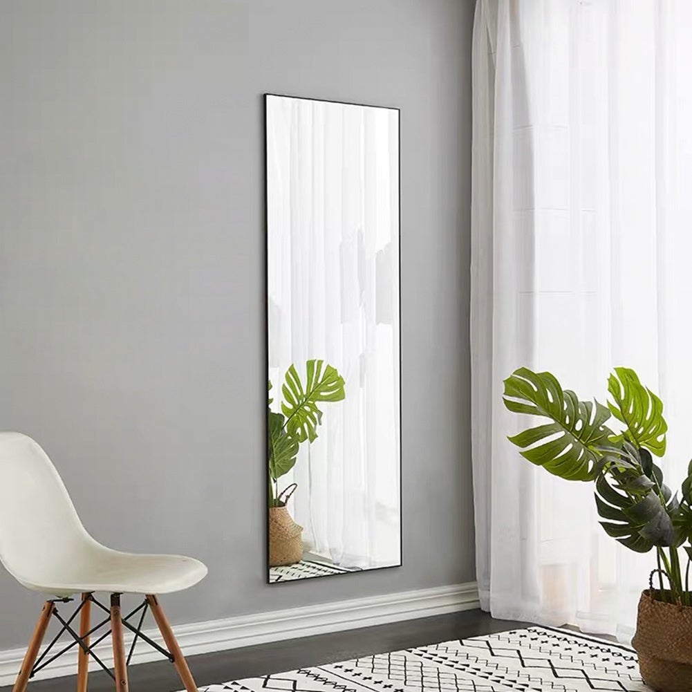 Miroir sur Pied Rectangle -150x40cm - Cadre en Métal - Miroir HD Grand - Noir - 7