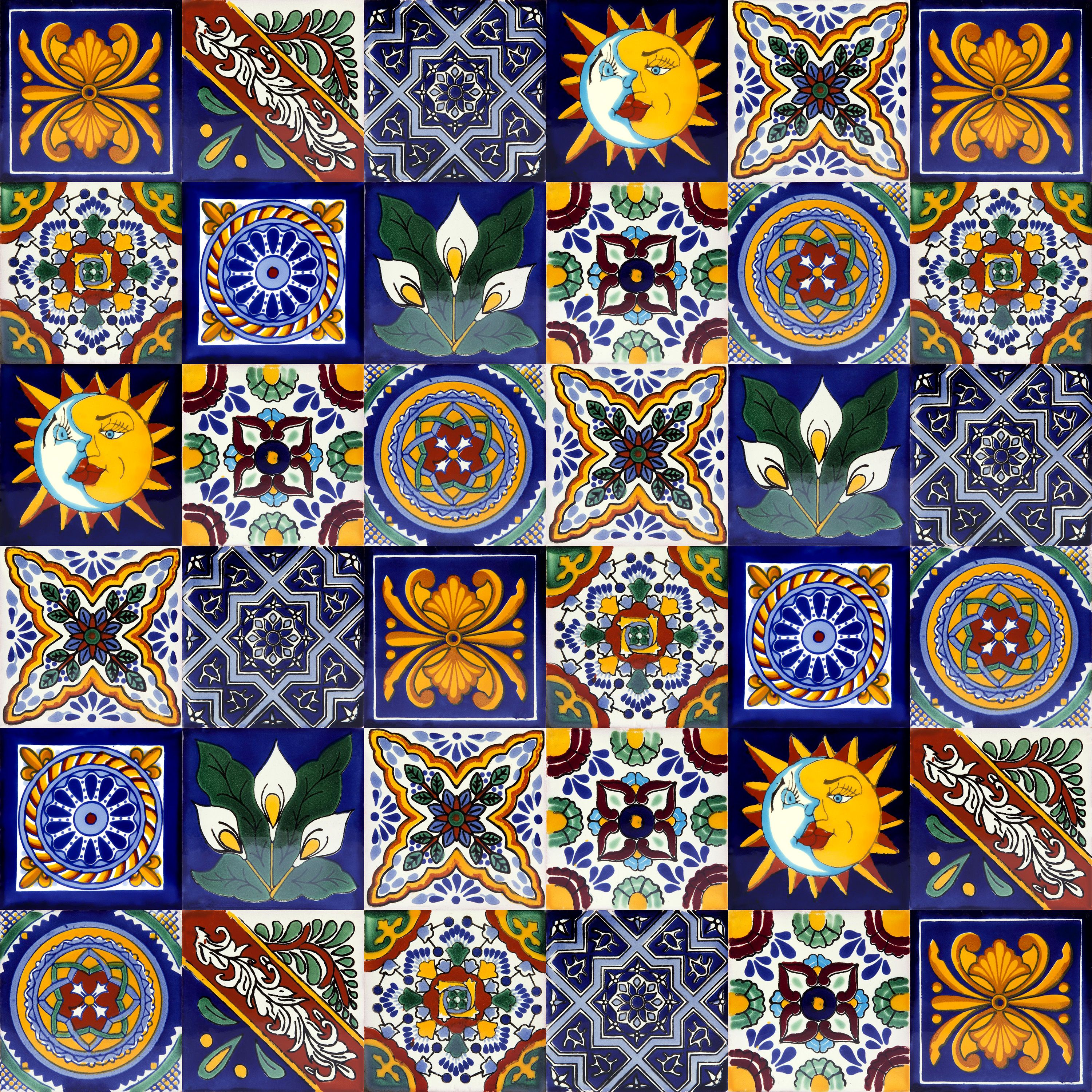 Pablo azulejos de cerámica mexicana 10.5 x 10.5 cm - 30 azulejos de cerámica mexicana decorativos para baño, ducha, escaleras