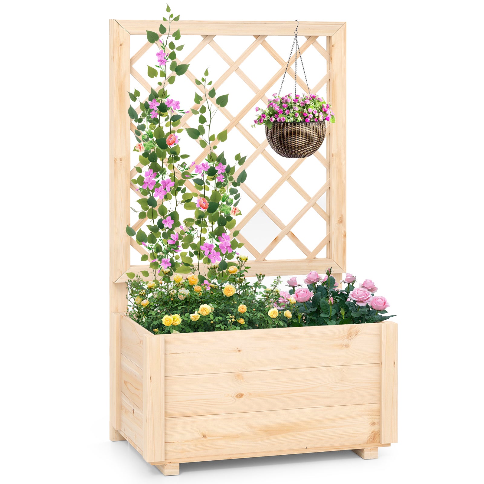 Jardinière, Pot De Fleur,Bac à Fleurs Avec Treillis Noir 160x40x142,5