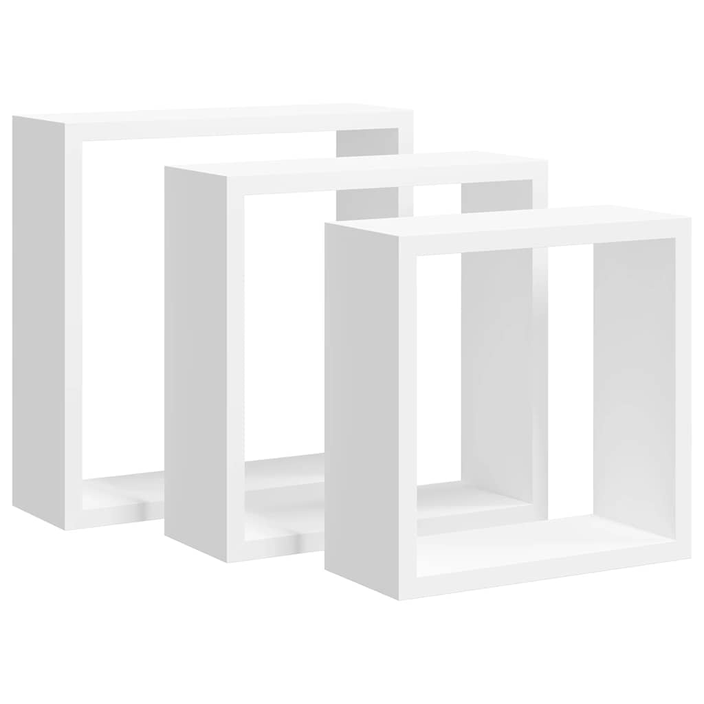 vidaXL Étagères murales sous forme de cube 3 pcs Blanc MDF - 2