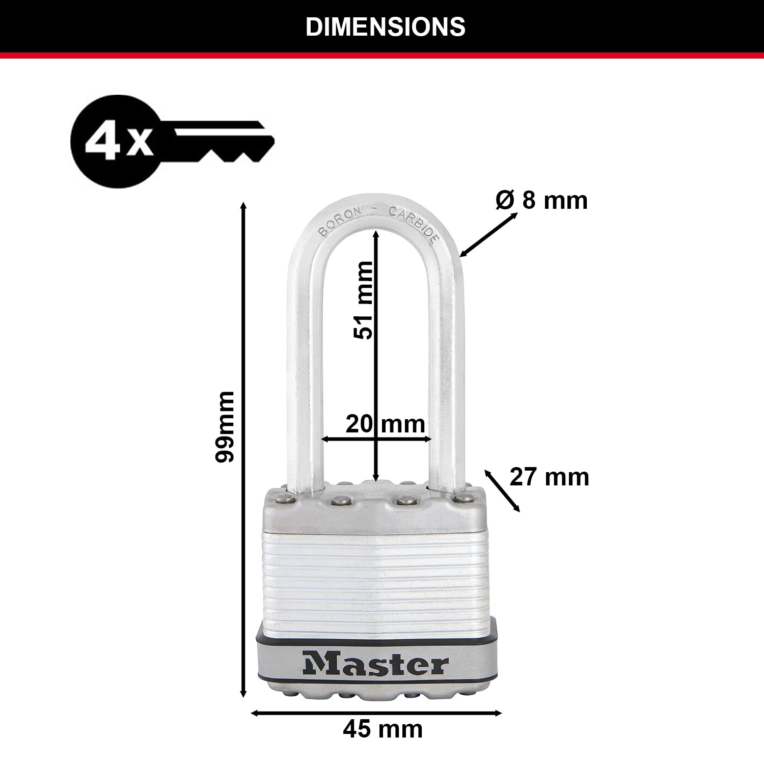 Cadenas Acier haute sécurité 45mm MasterLock Outifrance - 5