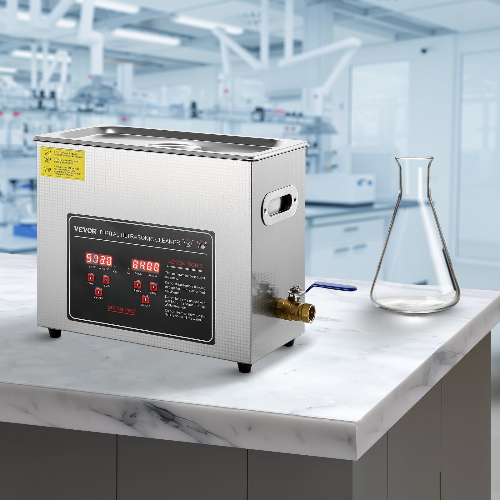 Nettoyeur à Ultrasons VEVOR 6 L en Acier Inoxydable, avec Chauffage Temps et Température Réglables Appareil, pour Bijoux Lunettes Montres Labo - 8