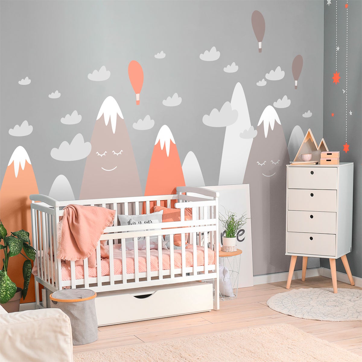 Vinilo niño escandinavo de montaña ursilka - adhesivo de pared - revestimiento sticker mural decorativo - 80x120cm