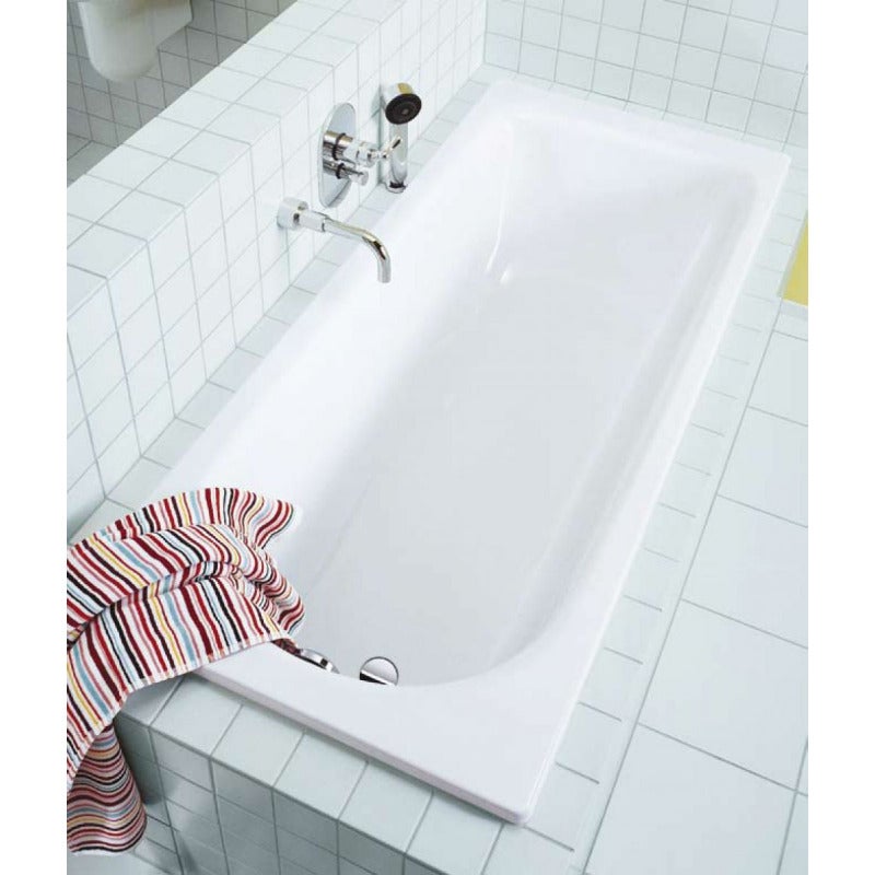 Eurowa Baignoire droite avec pieds 170 x 70 cm en acier émaillé, Blanc alpin (119800010001-SET) - 3