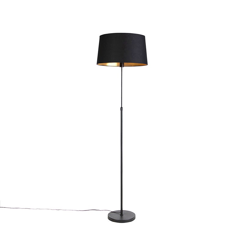 Lampa stojąca czarna z czarnym kloszem 45 cm regulowana - Parte