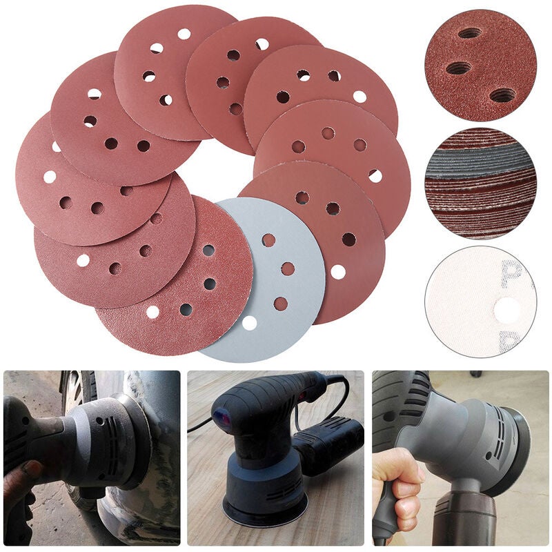LEMROE Disque abrasif de ponceuse-Disque de Ponage 100pcs ,Disques Abrasifs 80/180/240/320/400/800/1000/1500/2000/3000 Grain Taille de 125mm Idéal - 2