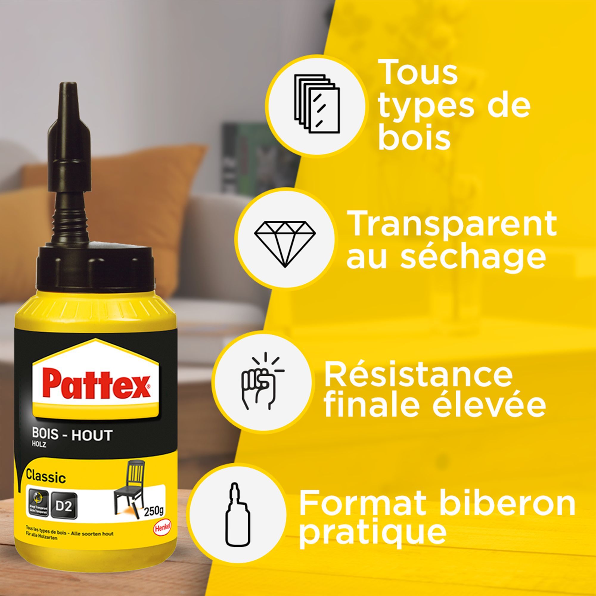 Colle à bois pattex classic - Contenance : 750 g - HENKEL-FRANCE - 5