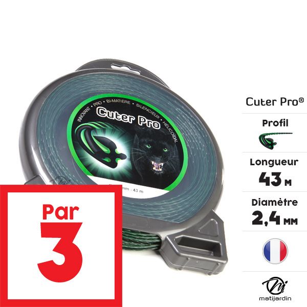 Fil nylon Cuter'pro 2,4 mm x 43 m Hélicoïdal Blister par 3 - 2