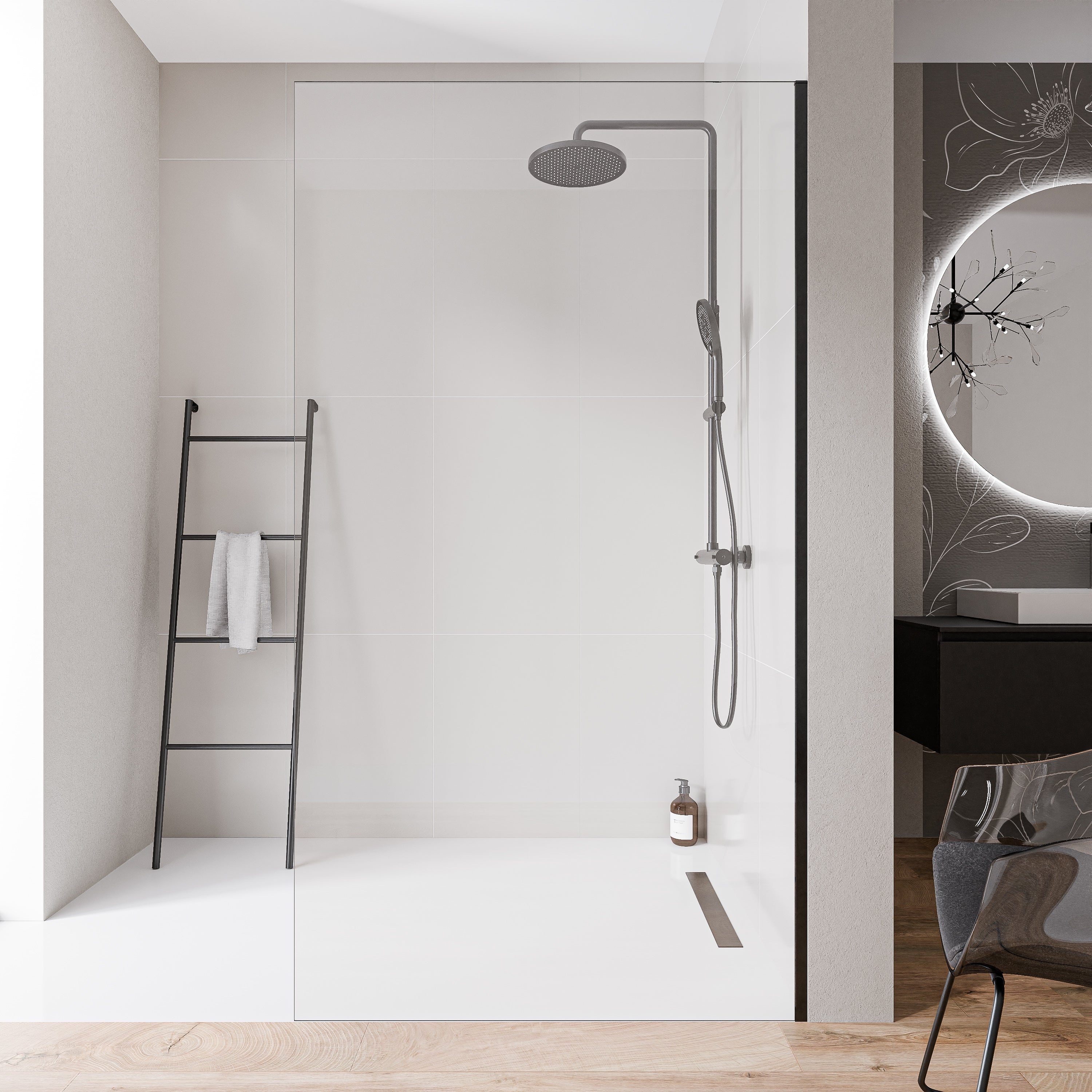 Bernstein Ścianka prysznicowa Walk-In 10mm - profil czarny - 100cm EX102-2