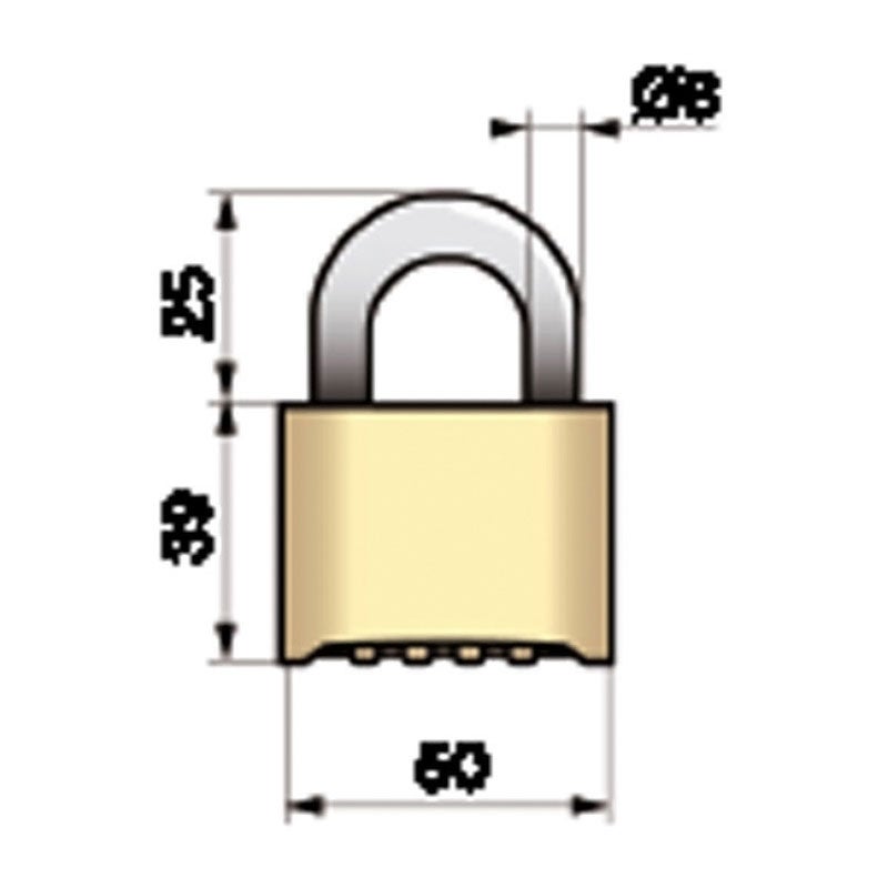 Cadenas à combinaison tanker - Décor : Poli - Diamètre anse : 8 mm - Hauteur anse : 25 mm - Largeur : 50 mm -THIRARD - 3