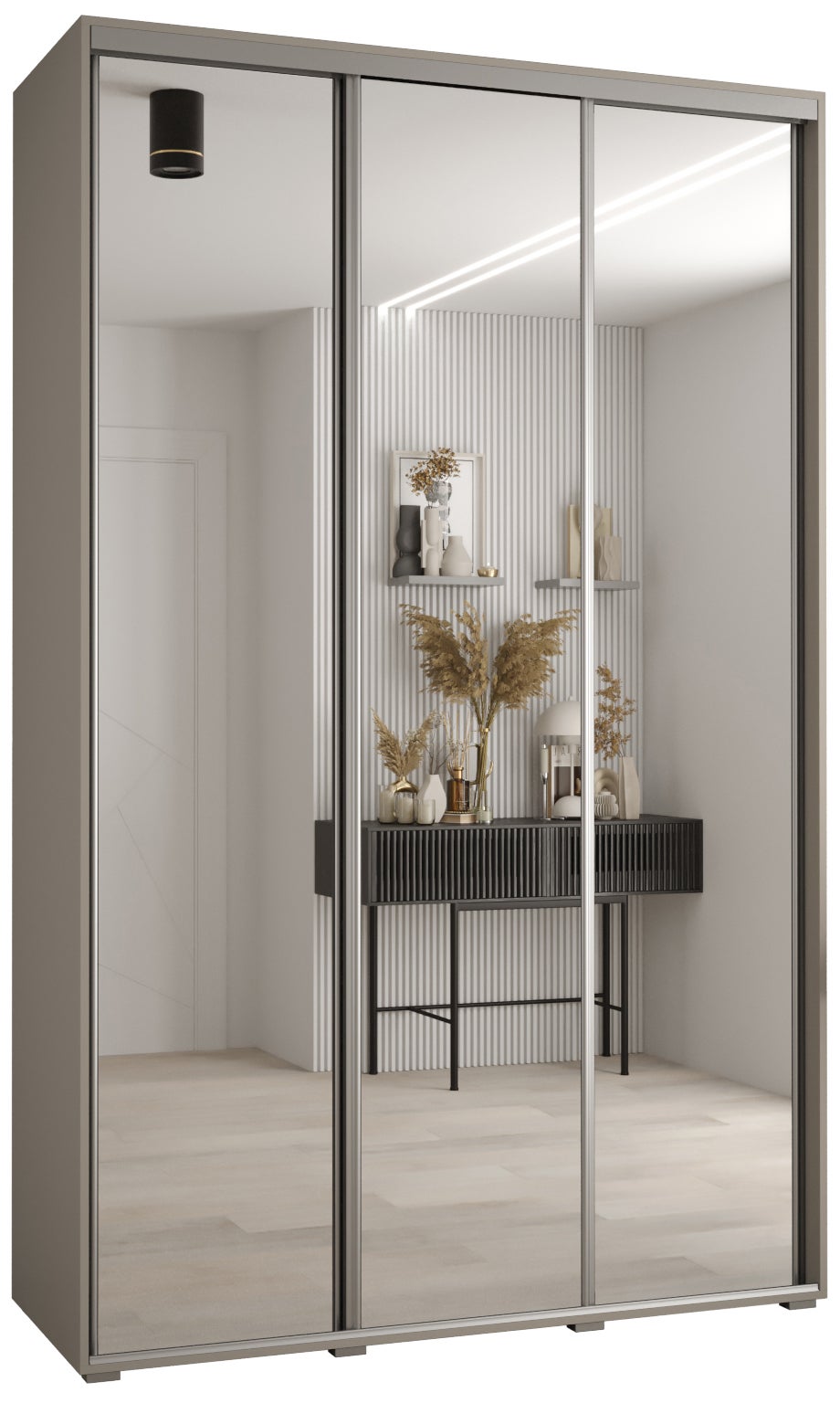 Szafa przesuwna z lustrem wysoka Dakota 2 160 x 60 x 235,2 cm kaszmir + u. Srebrny - Abiks Meble