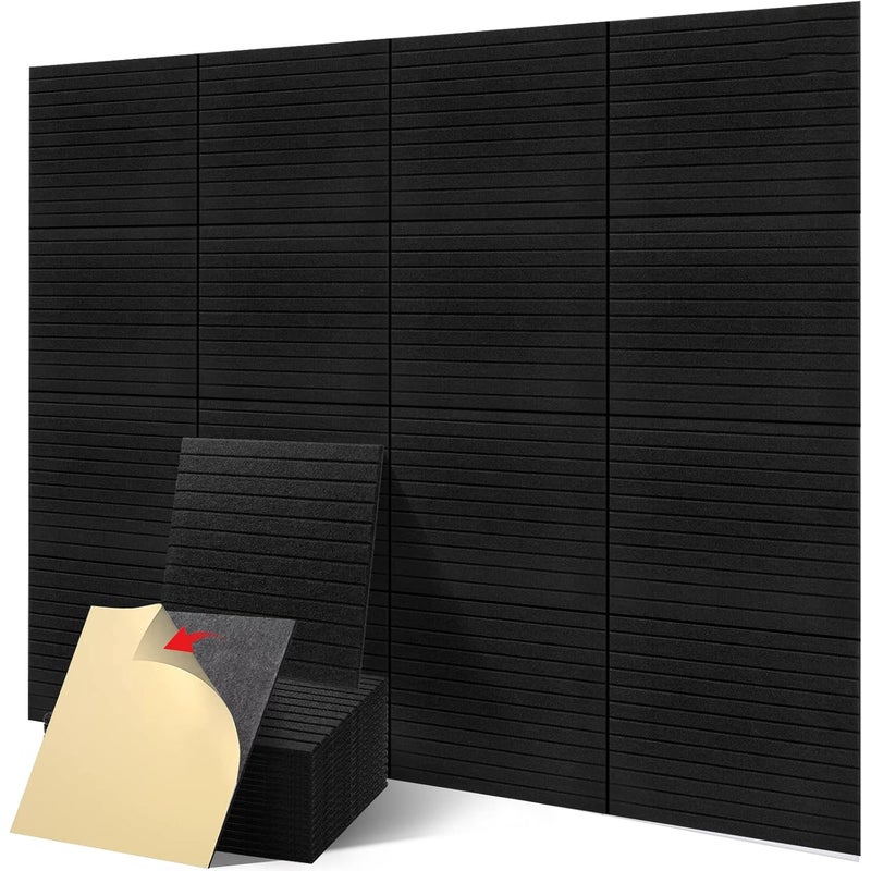 Zestaw 12 samoprzylepnych paneli akustycznych, dźwiękoszczelne panele ścienne, panele dźwiękochłonne z poliestru o wysokiej gęstości, 30 x 30 x 0,9 cm