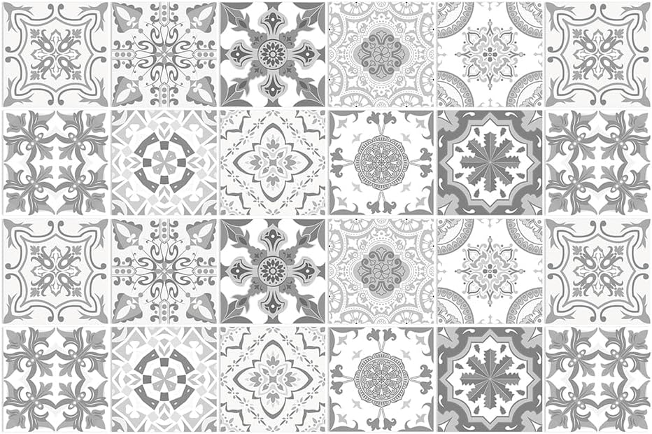 24 autocollants carreaux 15×15cm pour cuisine - 3D en noir et blanc - Autocollants carreaux étanches et résistants à l’huile - Adhésifs autocolla - 2