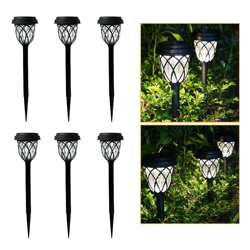 6 sztuk solarnych lamp stojących do trawnika, dekoracyjne oświetlenie LED do ogrodu, białe światło