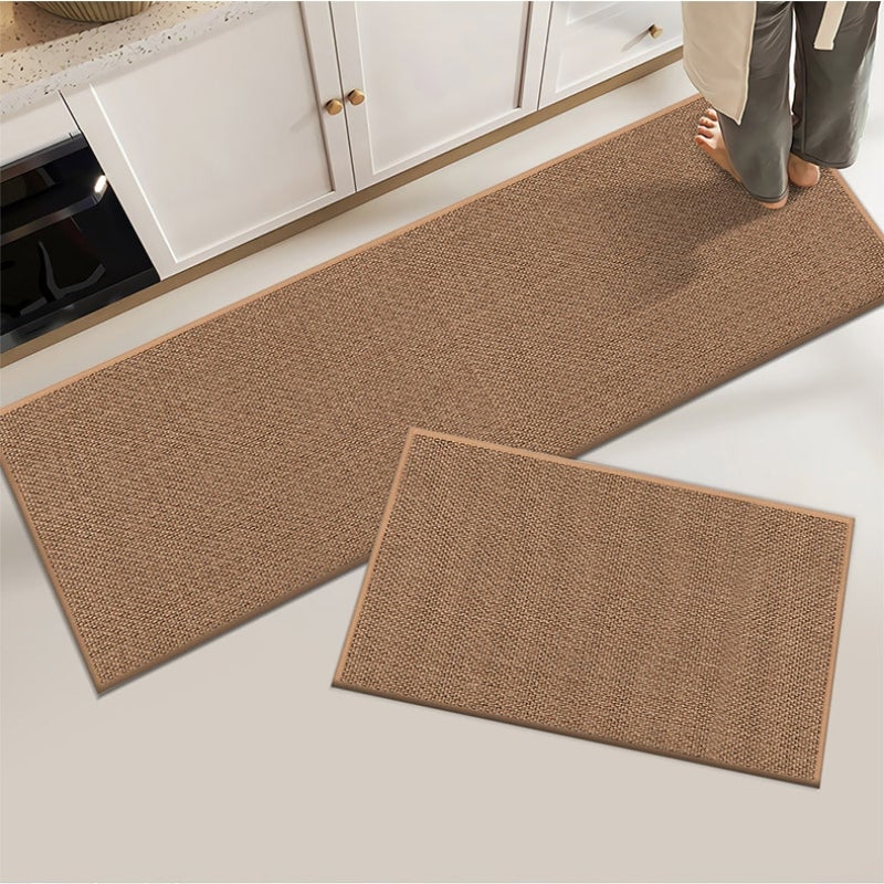 Tapis de Cuisine Antidérapant en Lin Naturel Beige 60×90 cm, Résistant à l'Eau et à l'Huile, Lavable et Confortable - 2
