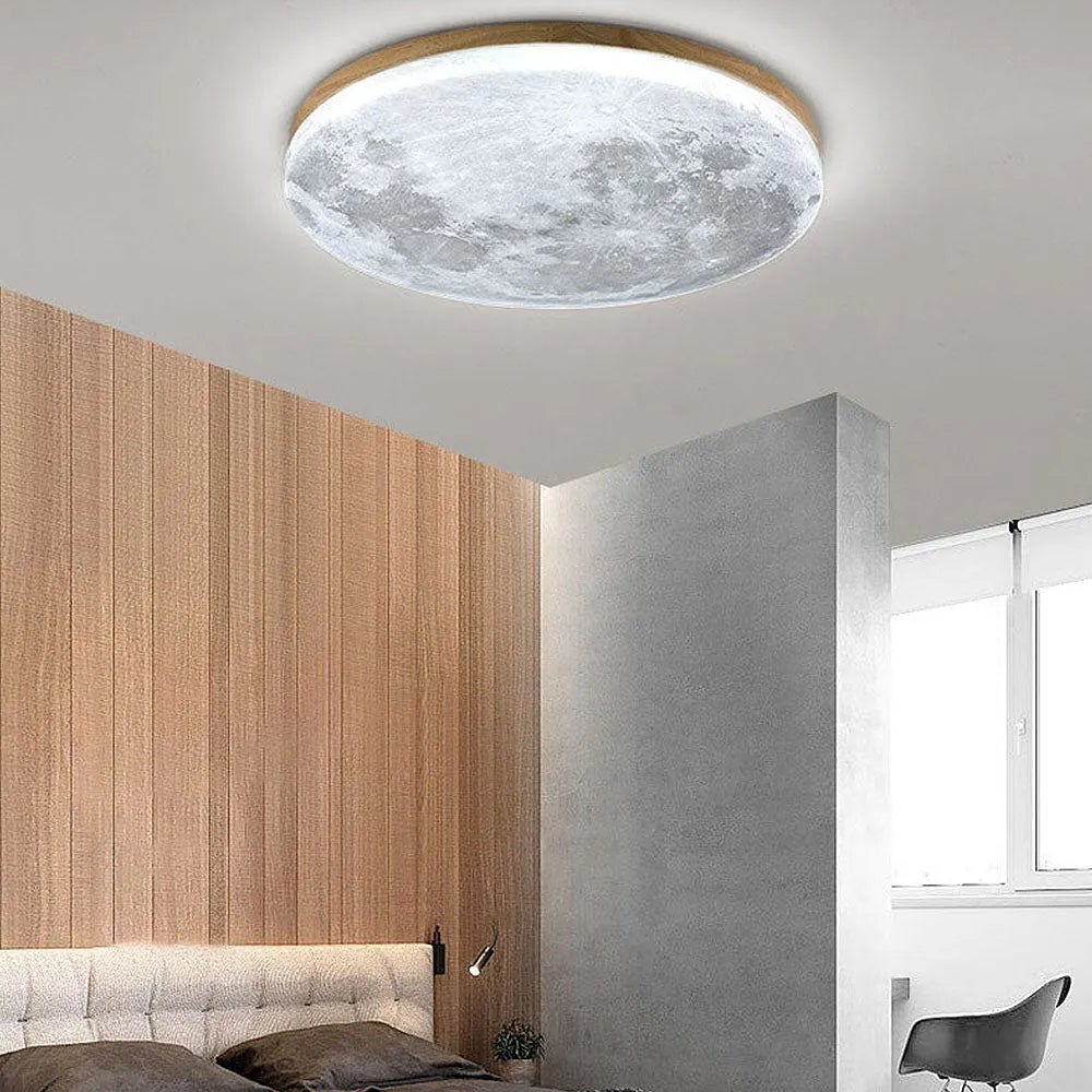 Plafonnier nordique en forme de lune,plafonnier LED rond,plafonnier créatif, idéal pour la chambre et la cuisine(26 cm,lumière tricolore) - ZAEWRY - 2