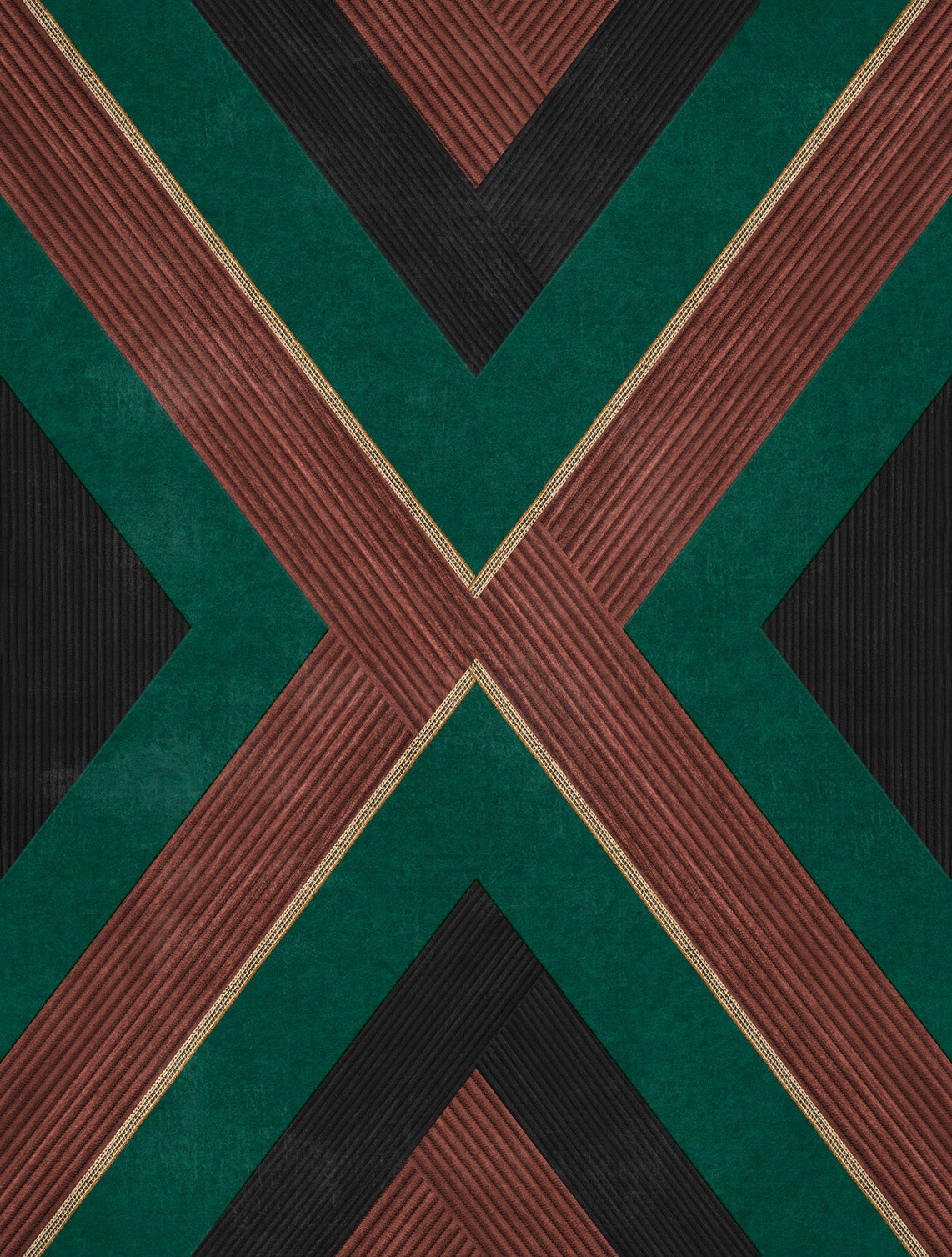 Tapeta figury geometryczne terakota,zielonymIczarnym - 53 cm x 10 m - SANDERS &amp; SANDERS