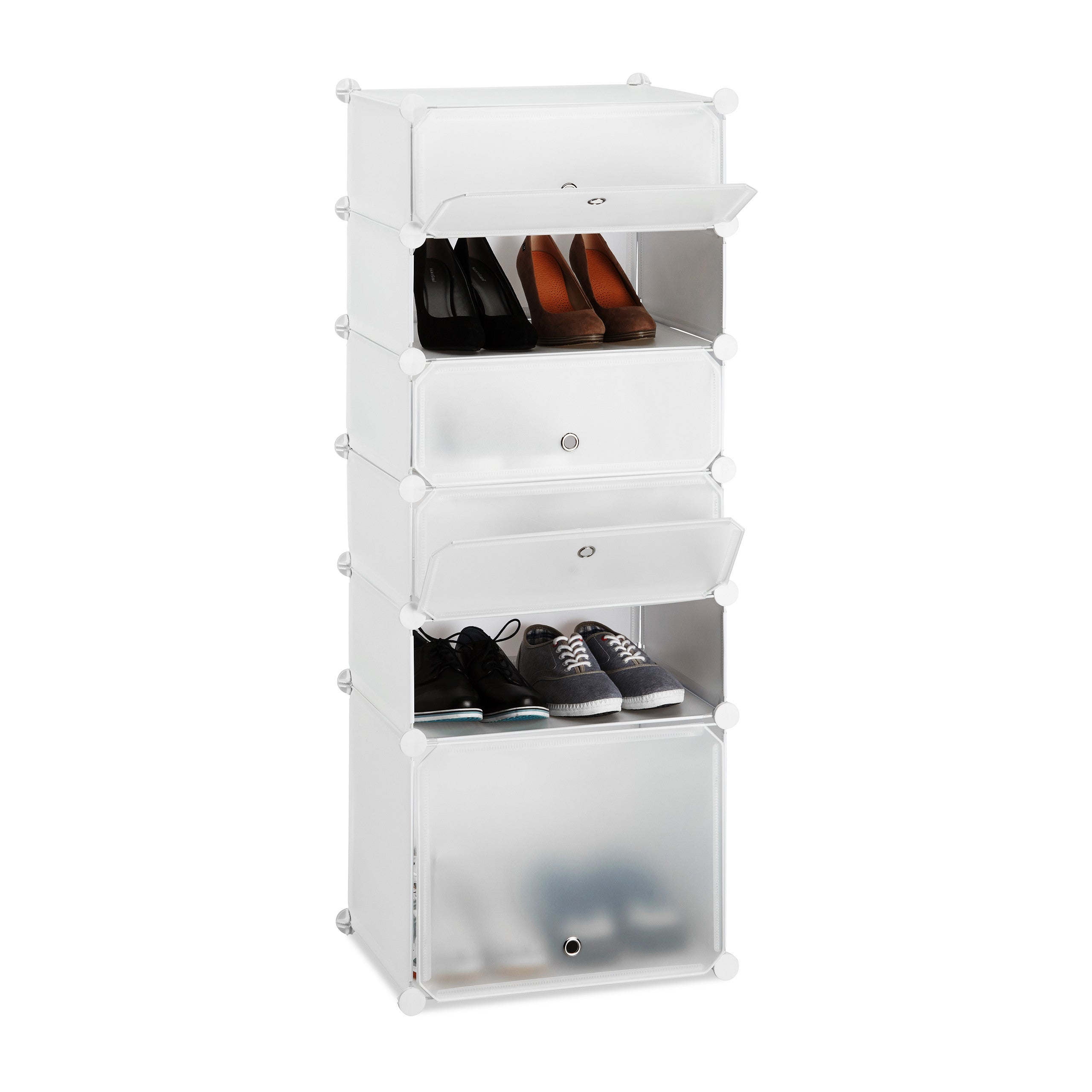 Armoire à Chaussures En Tissu - 30 Paires - Portes Magnétiques - Montage Facile Sans Outils - 168x61x31,5 Cm - Gris - Idéal Entrée, Dressing Ou Cave