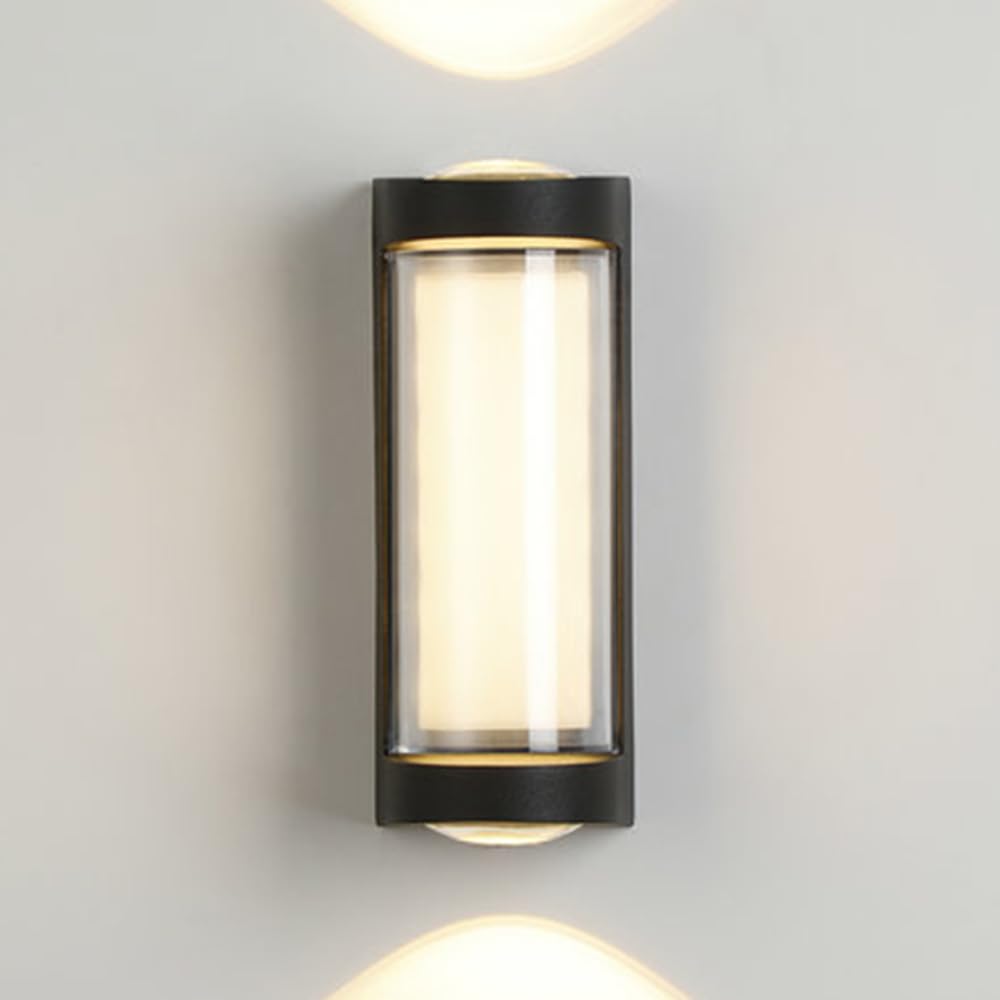Wodoodporna lampa ścienna LED IP65, oświetlenie bezpośrednie/pośrednie, 12 W, 3000 K, idealna na werandy, patio, do garaży i wejść do ogrodu.