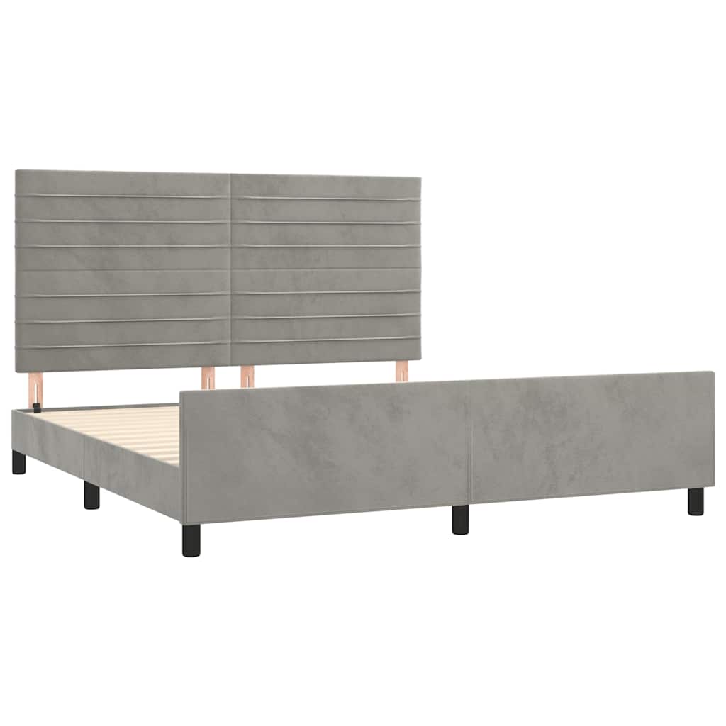 Cadre de lit sans matelas gris clair 160 x 200 cm en velours - 4