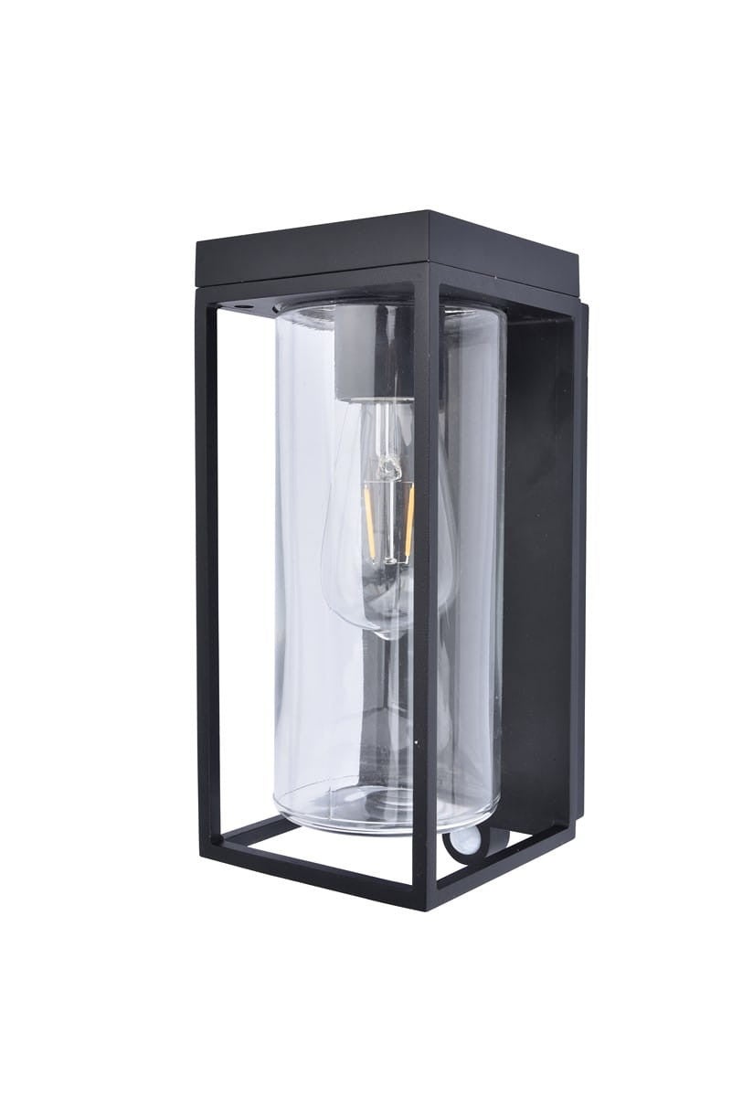 Kinkiet zewnętrzny z czujnikiem FLAIR czarno-biały 1xE27x10W wym:28,5x12x13,9cm IP44 Lutec