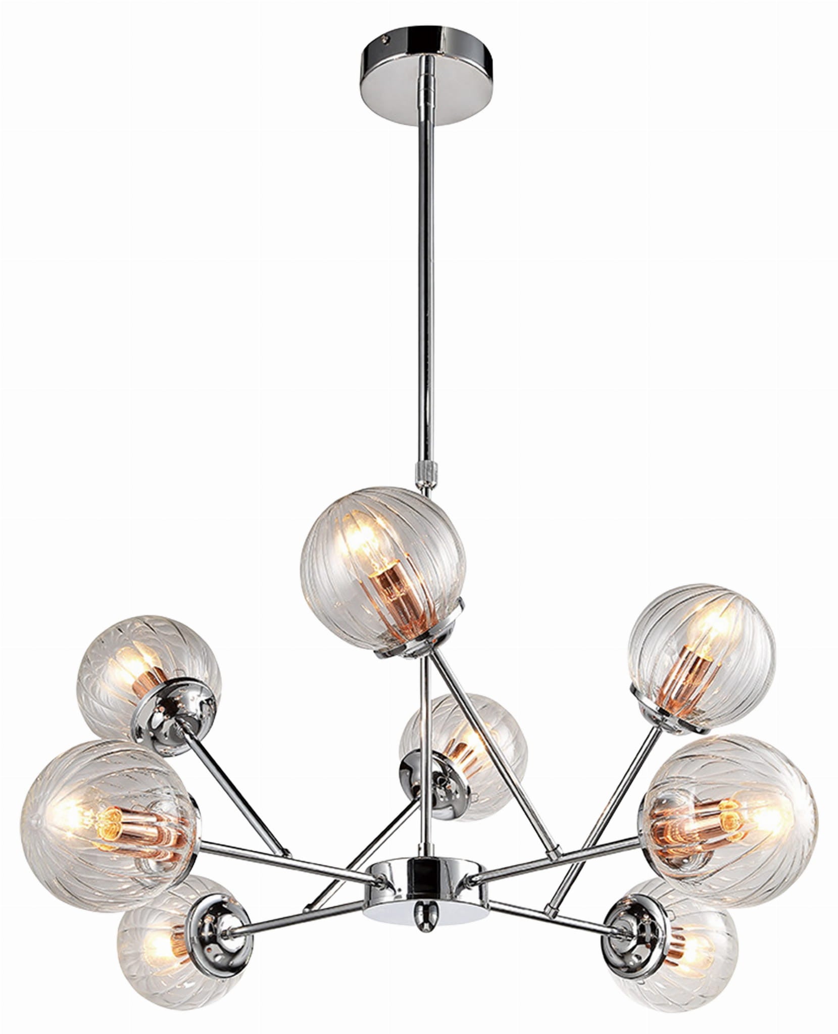 Lampa wisząca Best chromowana-przezroczysta 8xE14x40W wym: 70 x 75 x 75 cm szkło Candellux