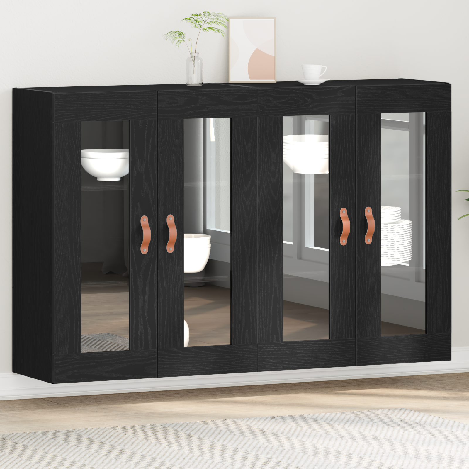 Armadio a muro nero vidaXL 69,5x34x90 cm