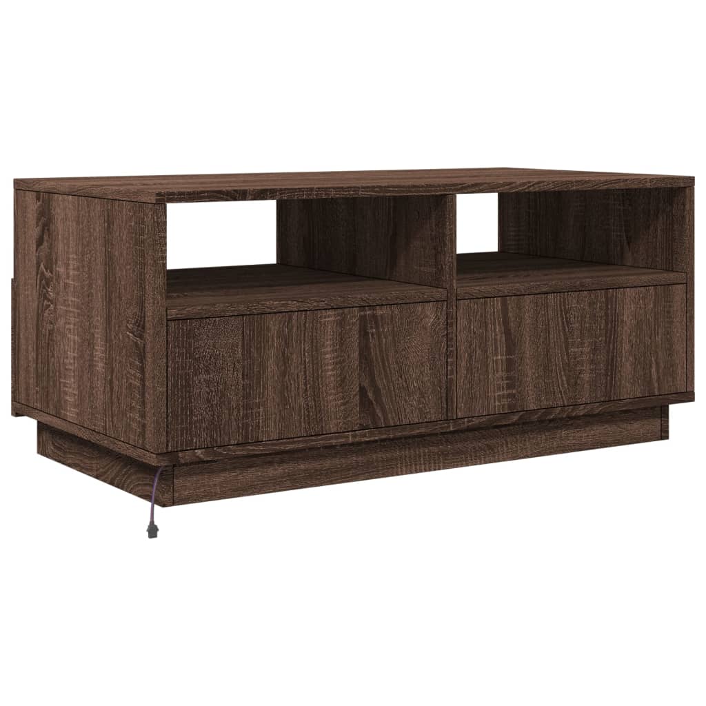 Maison Exclusive - Table basse avec lumières LED chêne marron 90x49x40 cm - 8