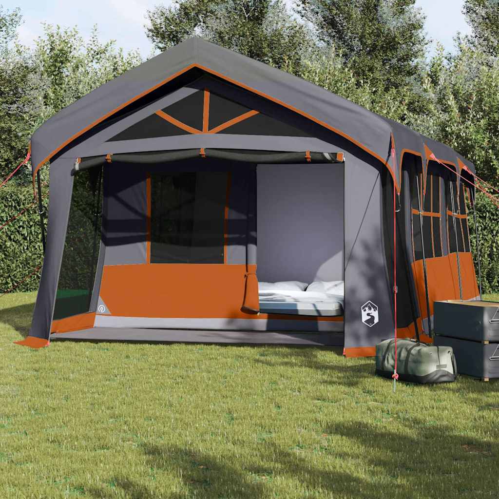 Tienda familiar 620 x 322 x 240 cm poliéster gris y naranja vidaxl