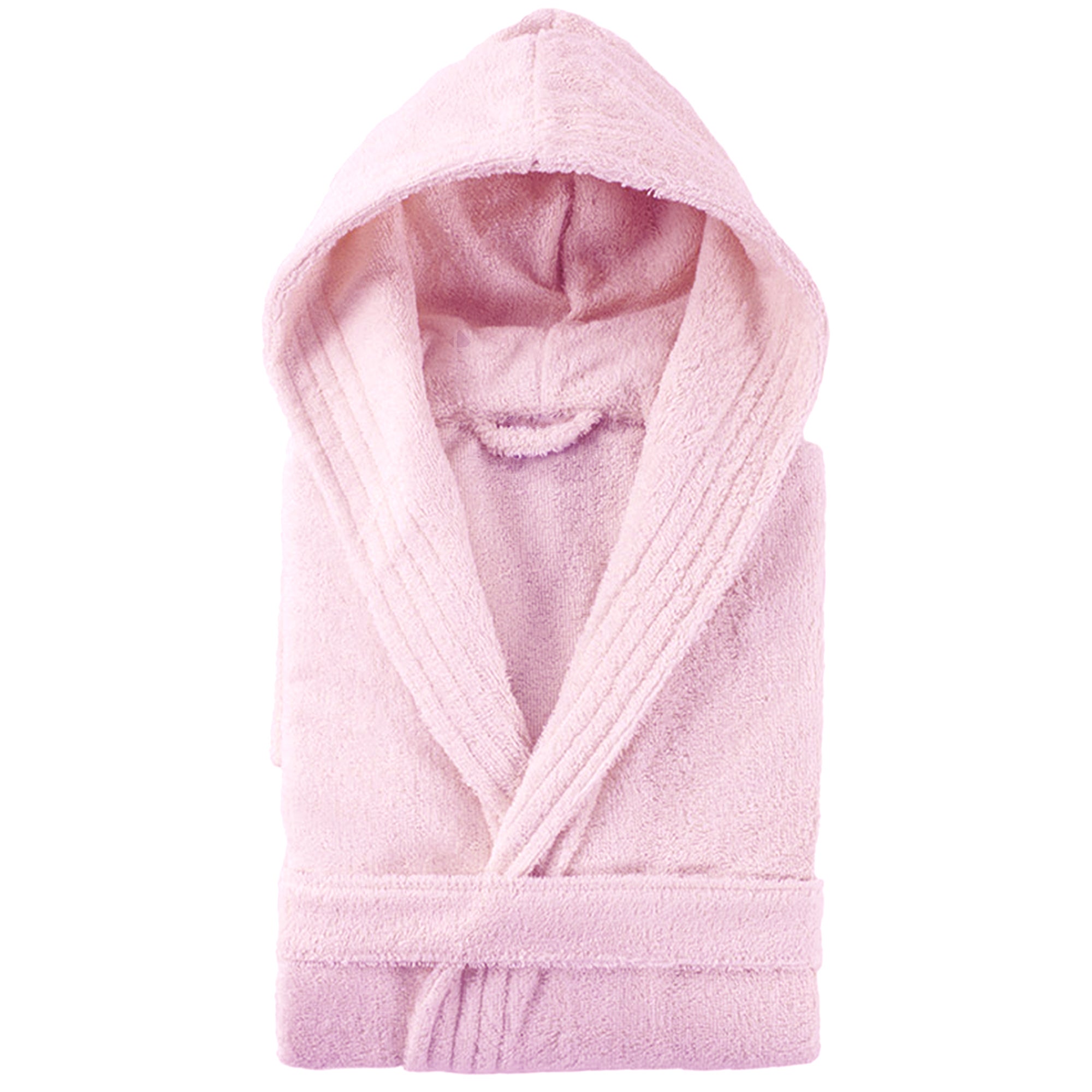 Peignoir à capuche adulte PURE coton XS hauteur courte rose bonbon