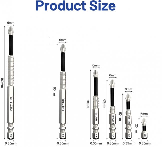 Set Di 10 Punte Per Cacciavite PH2 Rivestite Con Adattatore - Foto 9