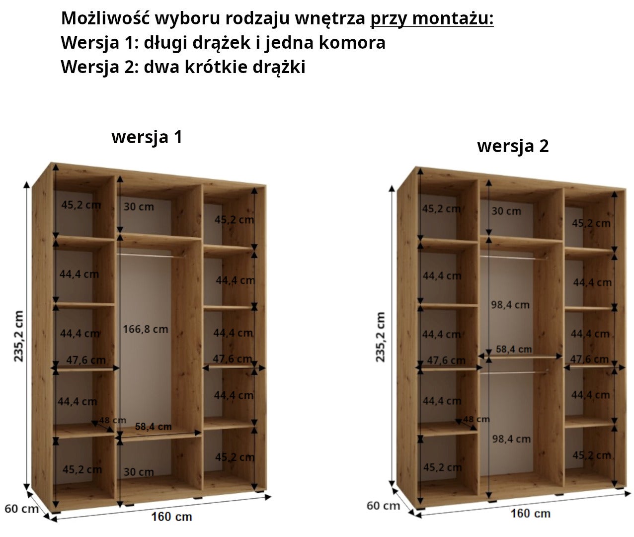 Szafa przesuwna wysoka Davos 4 160 x 60 x 235,2 cm artisan + biały + u. czarny - Abiks Meble - 5