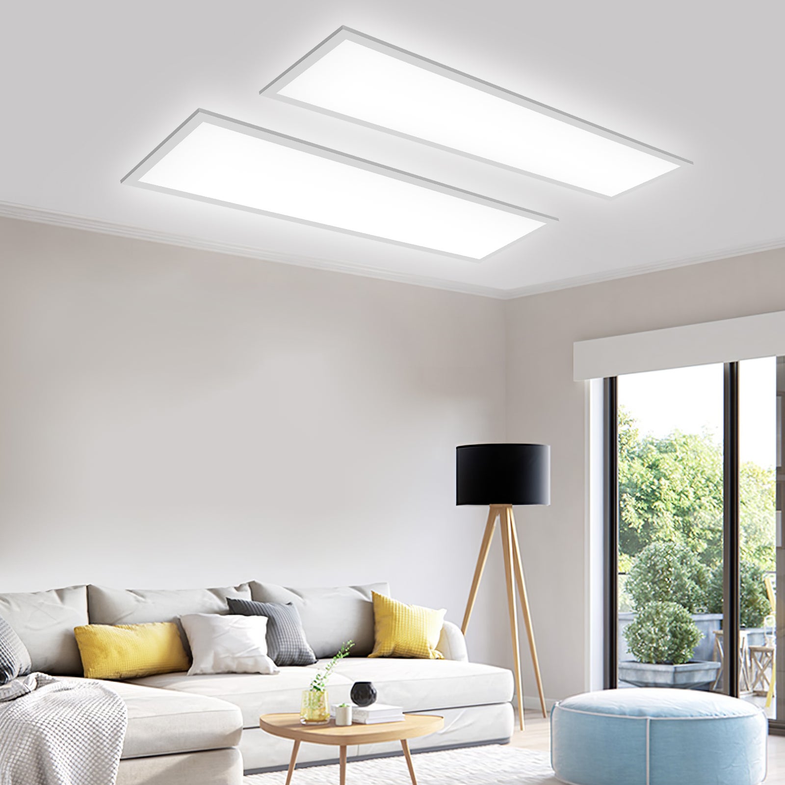 LOVHAUS 2 Sztuki Lampa Sufitowa LED 120x30cm z Regulacją Barwy i Jasności, Pilot, Funkcja Nocna &amp; Timer &amp; Pamięć, 3000K-3600K, 36W, Biała