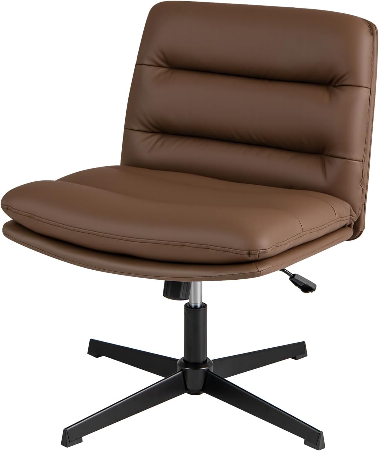 Ergonomiczne Krzesło Biurowe Obrotowe z Imitacji Skóry z Funkcją Odchylania o 120°, o Regulowanej Wysokości 43-53 cm, Nośności 150 kg (Brązowe)