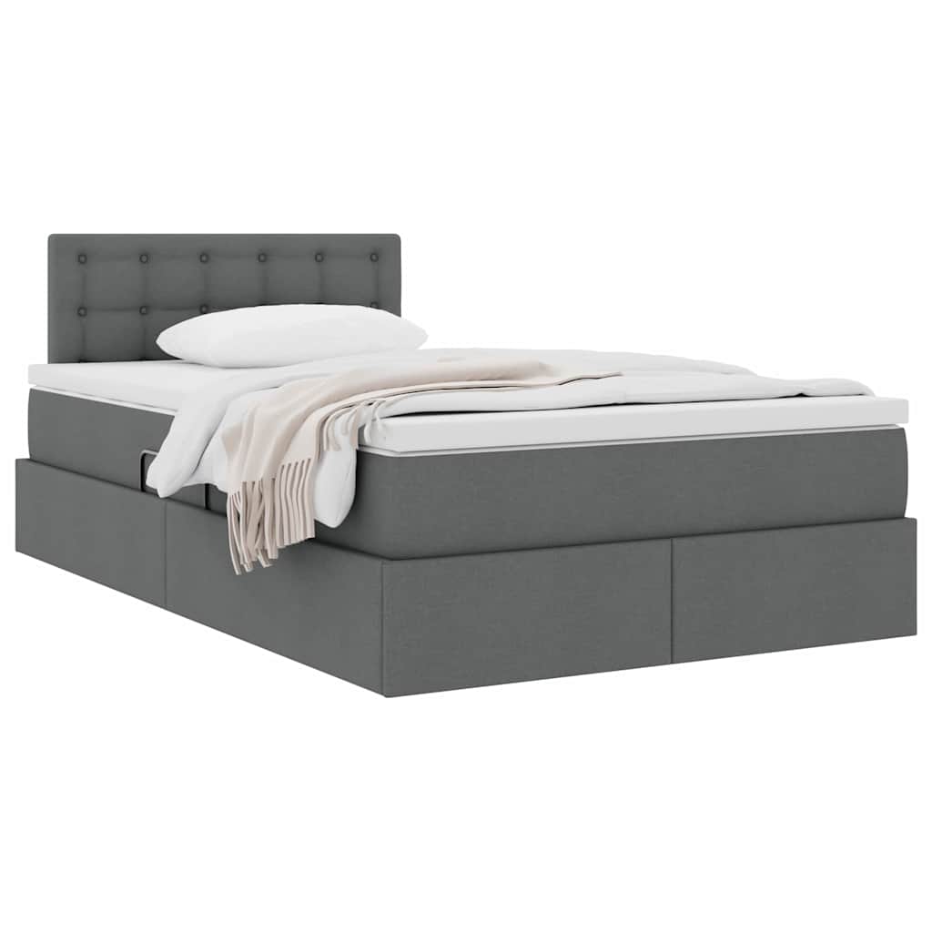 Lit avec rangement et matelas, gris foncé, 120 x 200 cm, velours - 3