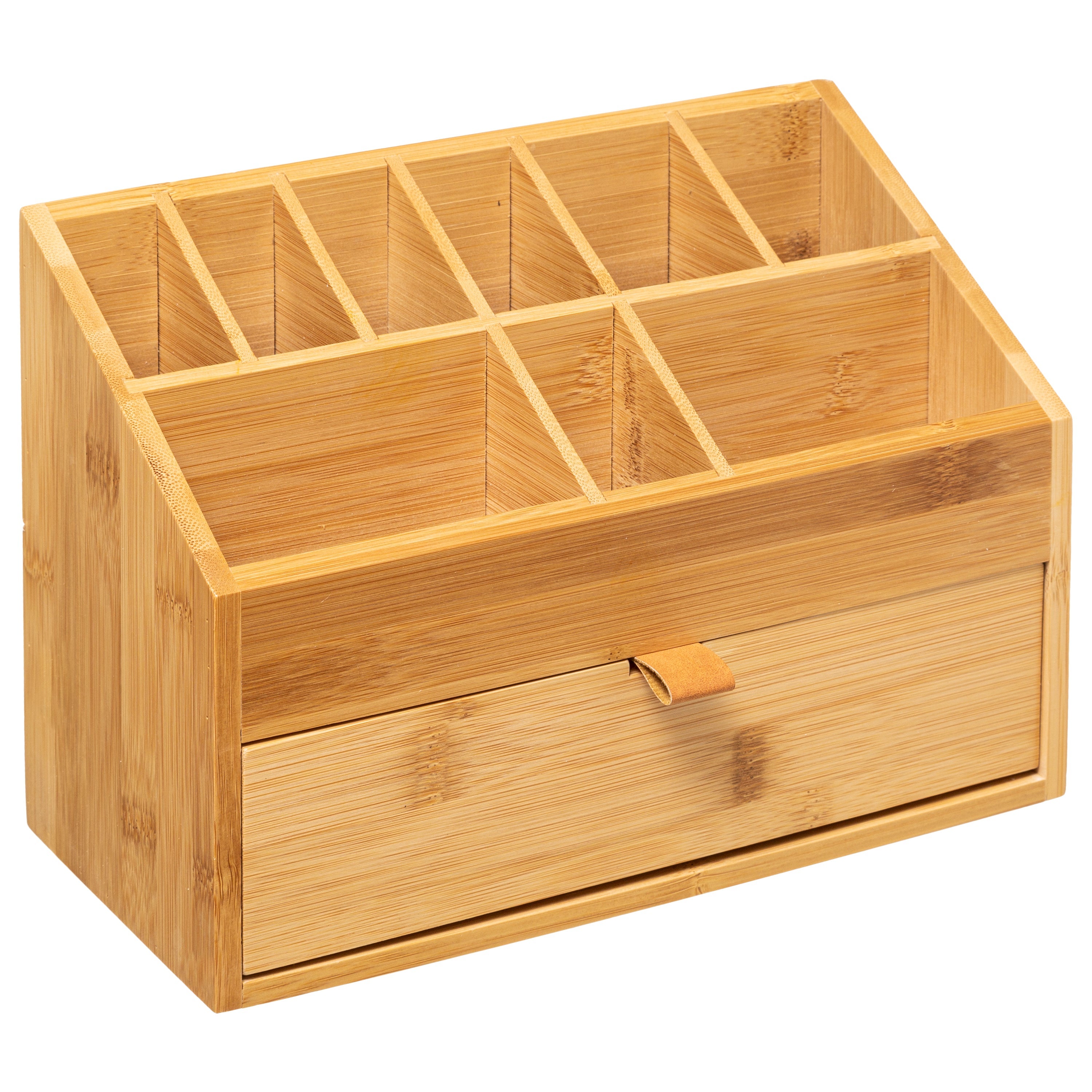 Organiseur 1 tiroir bambou lanière cuir - 5five - 4
