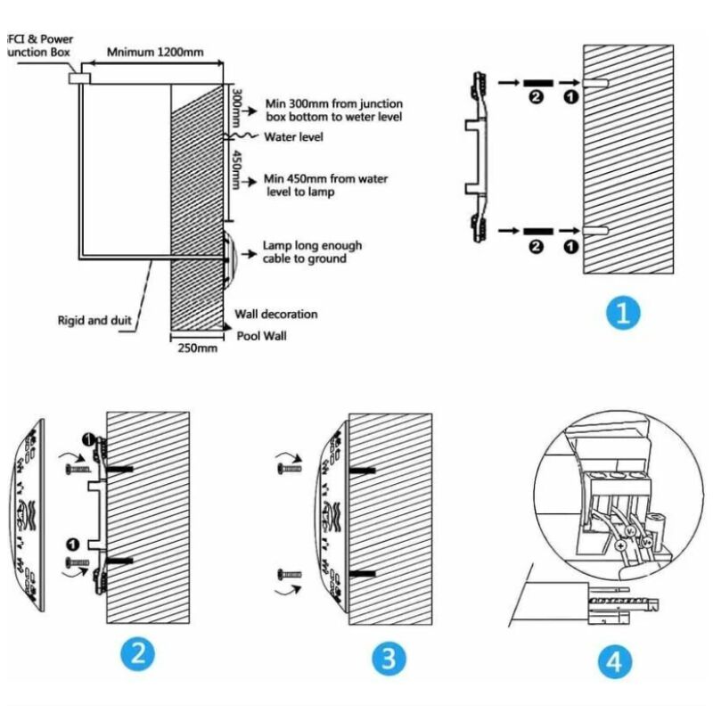 Projecteur Piscine LED , 35W Lampe Piscine extra-plats RGB Dimmable Multicolore Changement LED Submersible avec Télécommande - 3