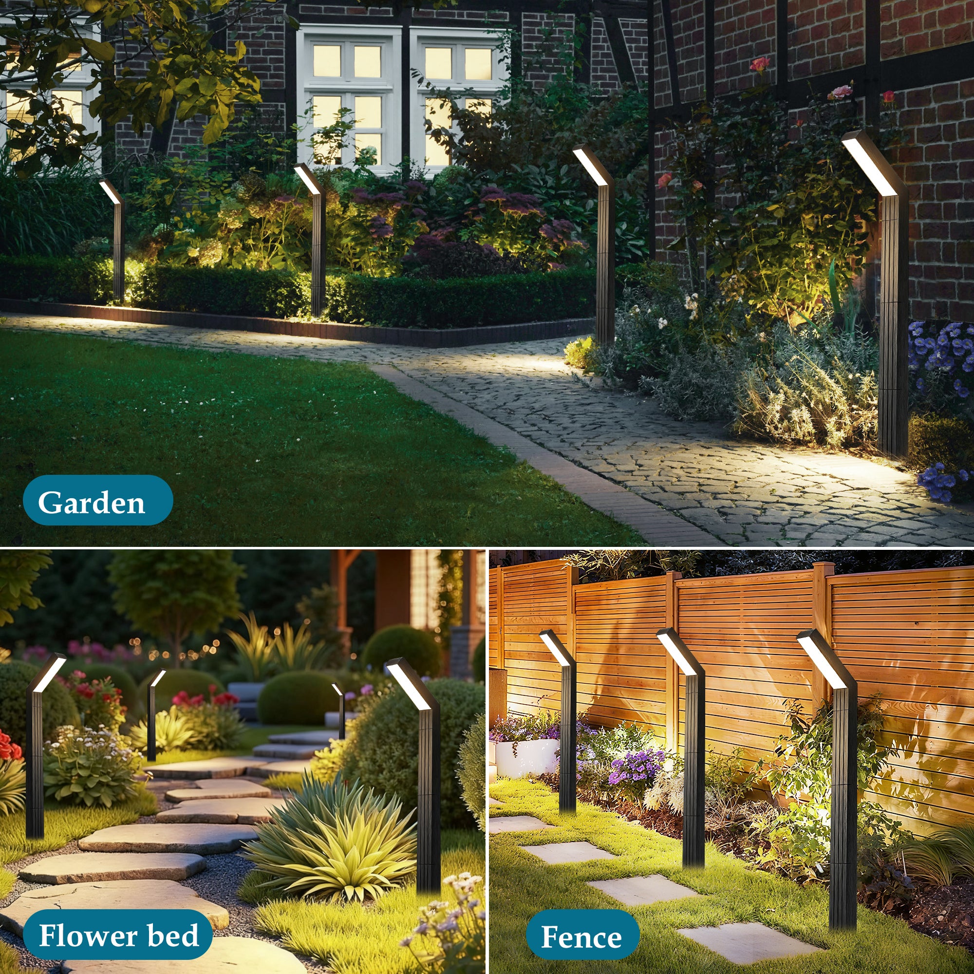 LUXEN Luces Solares para Senderos al Aire Libre, 4000k Blanco Día, Luces Impermeables para Acera y Paisaje, Camino, Entrada, Césped y Patio - 5