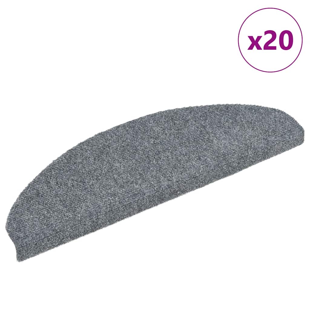 VidaXL 20 Tappetini Autoadesivi Per Scale Grigio Chiaro - Antiscivolo E Lavabili In Lavatrice 65x21x4 Cm