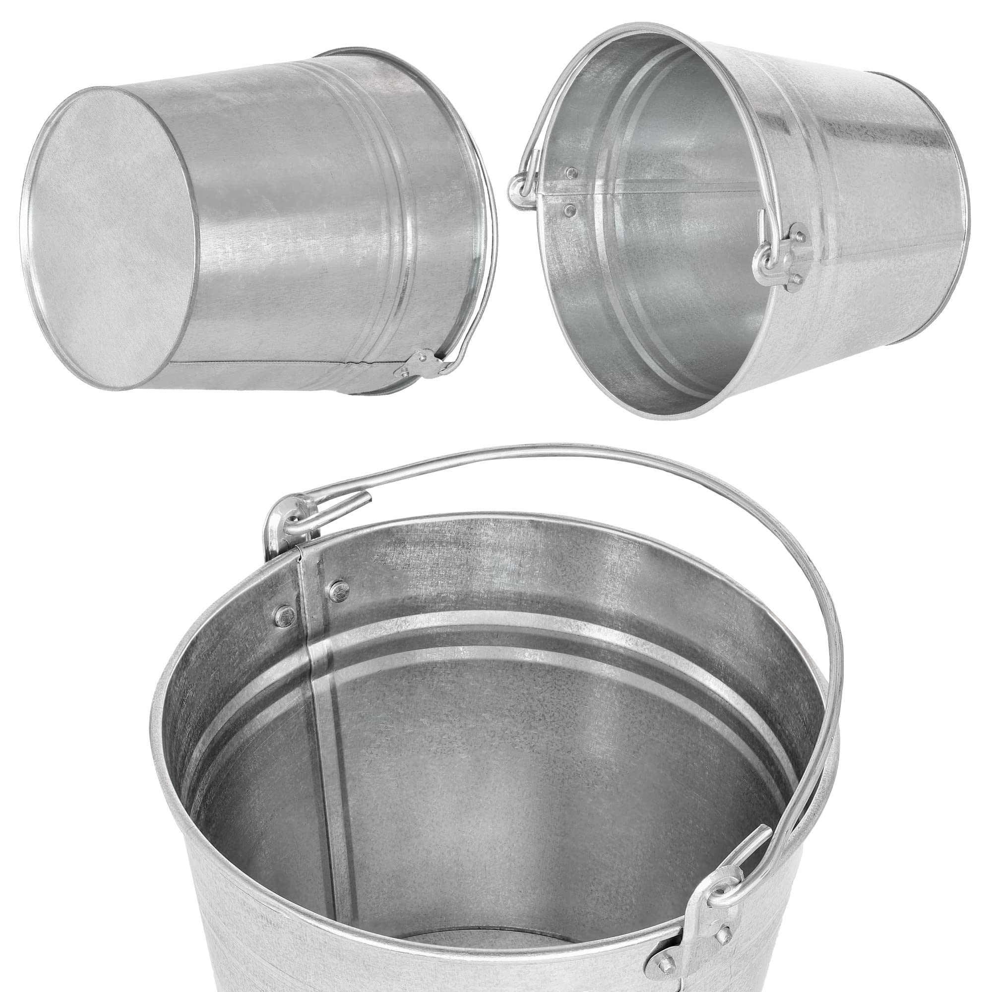 Seau à Cendre - Seau De Maçon - Acier Galvanisé - 5 L - Argent - pour le Jardinage - Résistant à la Rouille - Polyvalent KOTARBAU - 6