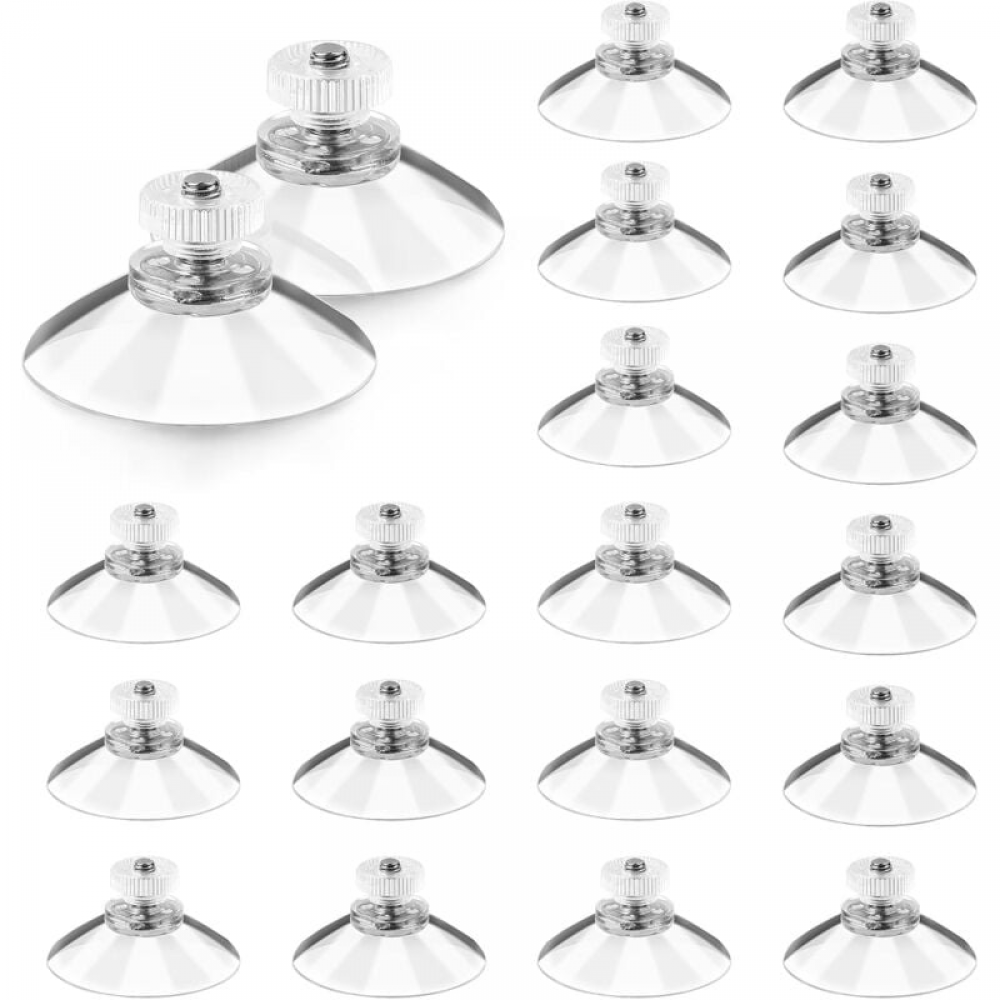 Opakowanie 20 szt. przyssawek z gwintem M5 i nakrętką radełkowaną, przyssawka z gwintem przezroczystym Ø 40 mm, przyssawka do szkła bez wiercenia