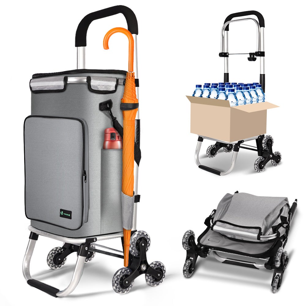 Carrello Spesa 3in1 Monzana 56L, Pieghevole, 6 Ruote, Fino A 50 Kg, Grigio