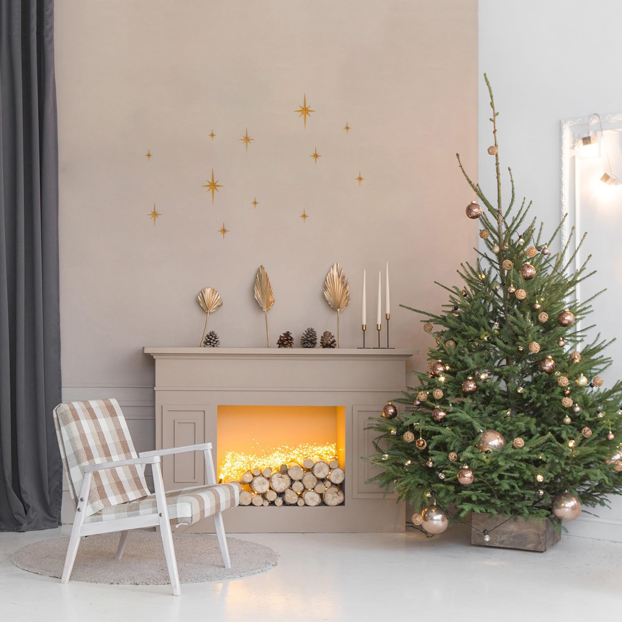 6 piezas de decoración navideña de pared con estrellas octogonales, adorno navideño, decoración de estrellas, decoración de pared para TV - 7